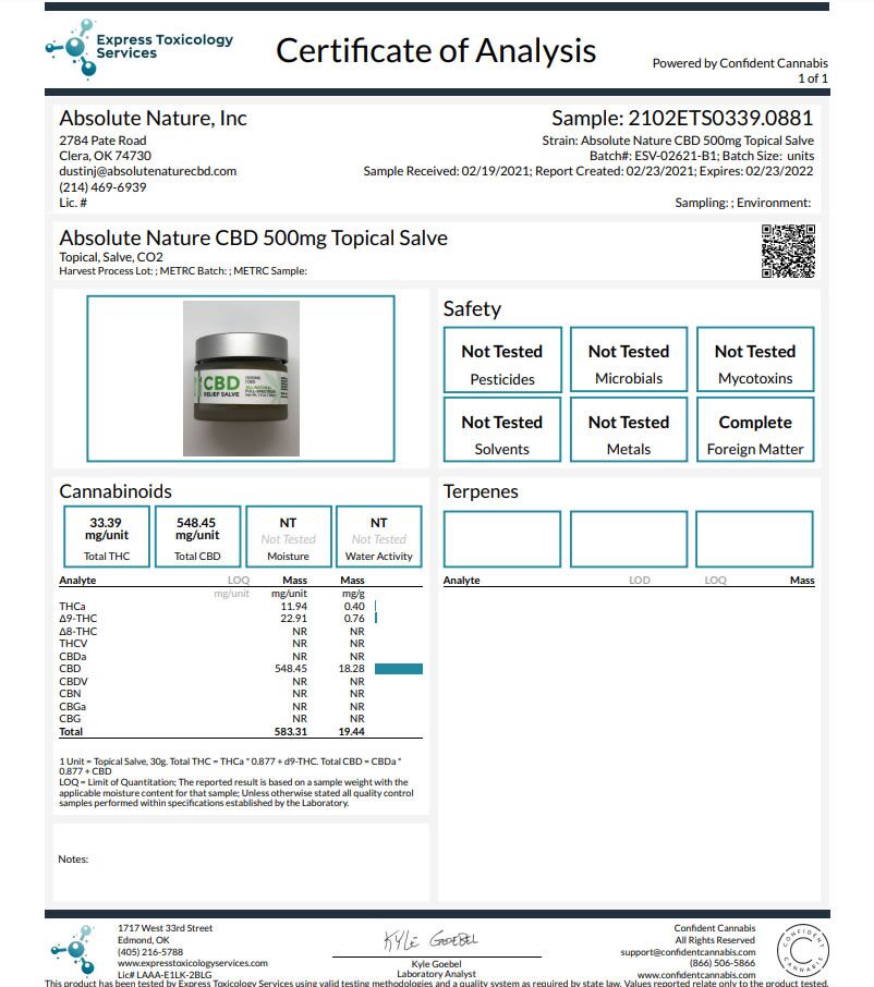 Full Spectrum CBD Topical Salve – 500mg CBD